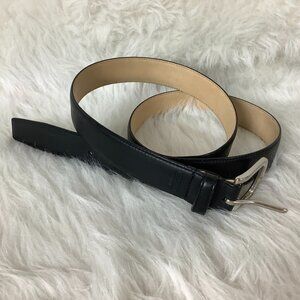 Coach Men's Classic Black Leather Belt Silver Tone Buckle 38 F13 F66100